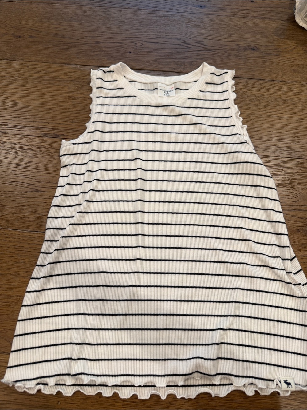 abercrombie kids Cream and Black Striped Ribbed Tank